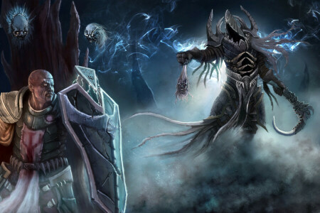 Blizzard, Crusader, darkness, Diablo, Malthael, Reaper of Souls, shield, sword