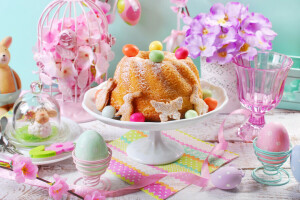 Cupcake, decorazione, Pasqua, uova, fiori, contento, primavera