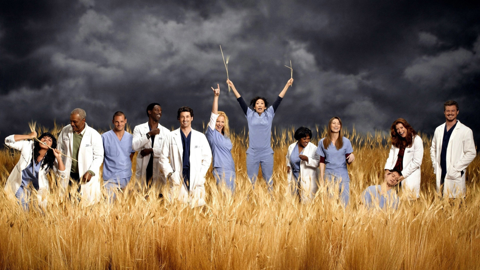 Alegría, actores, Anatomía de Grey, Ellen Pompeo, Isaiah Washington, Sara Ramirez, James Pickens Jr., Chandra Wilson