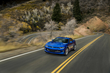 blue, Camaro, speed, turn