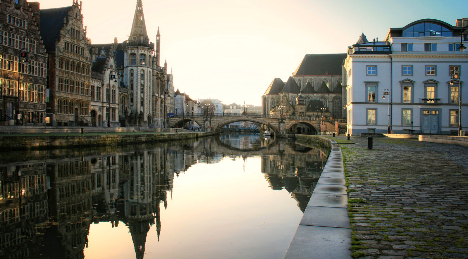 de lucht, de avond, rivier-, kanaal, huis, Brug, promenade