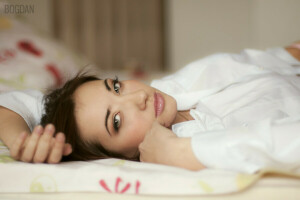 Bogdan Ross, girl, In bed, lips, look, photographer, sweetheart, tenderness