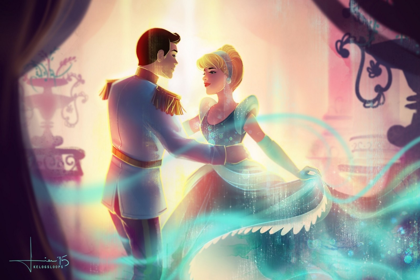 fille, art, gars, Prince, Cendrillon, kelogsloops