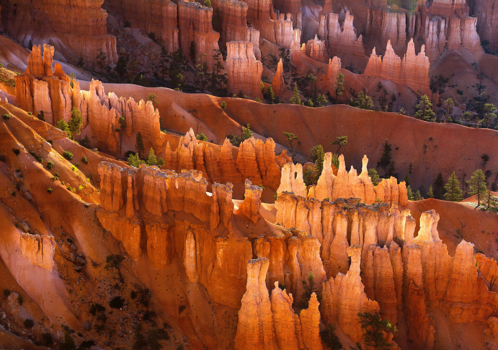 solnedgang, bjerge, klipper, canyon