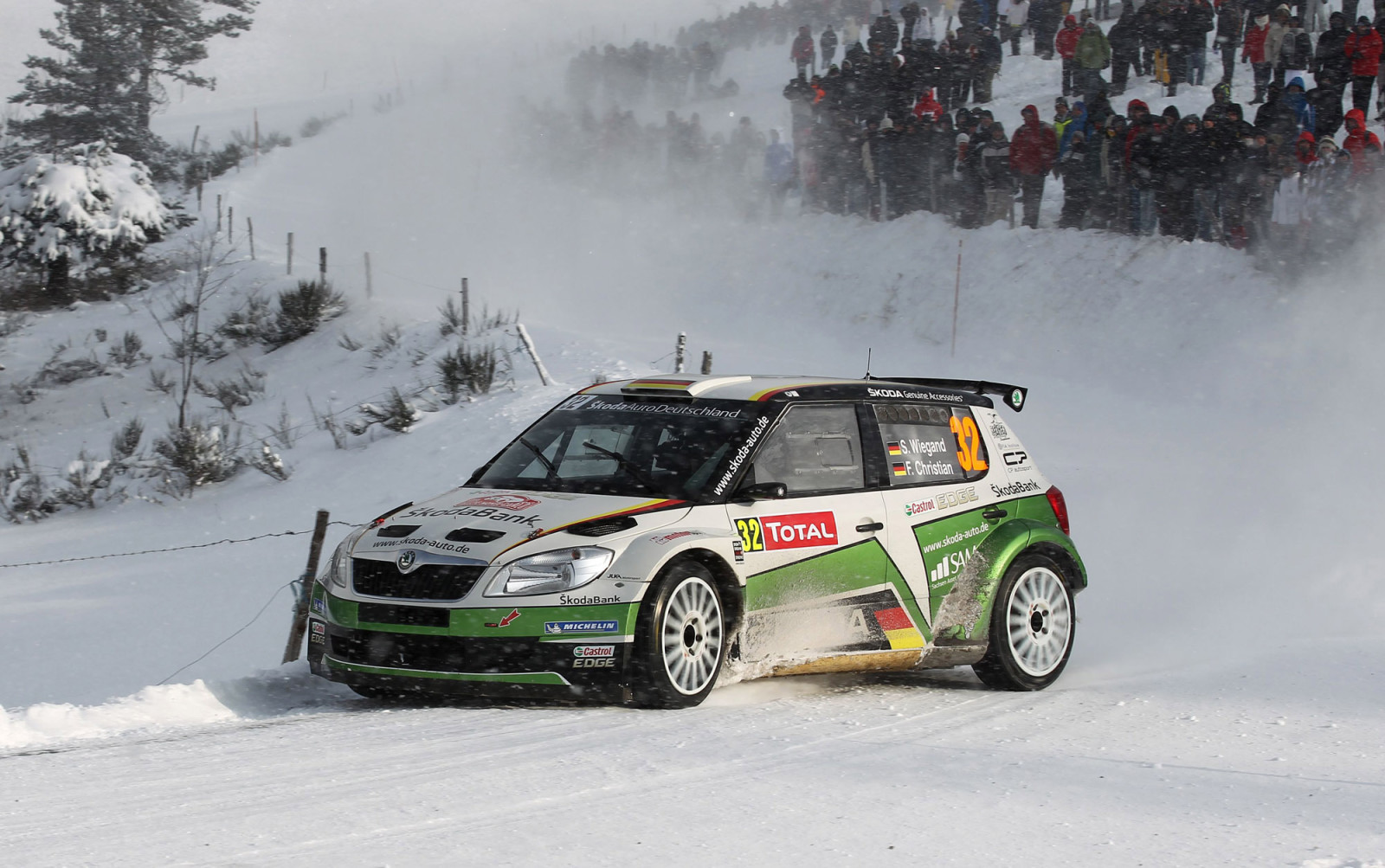 hó, téli, kocsi, Sport, WRC, gyülekezik, Skoda, Fabia