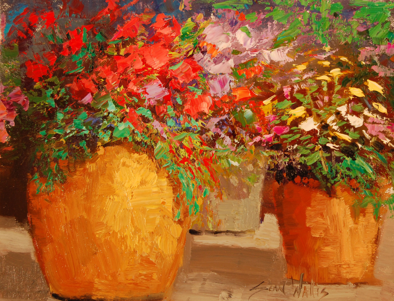 arte, Sean Wallis, Flores em vasos