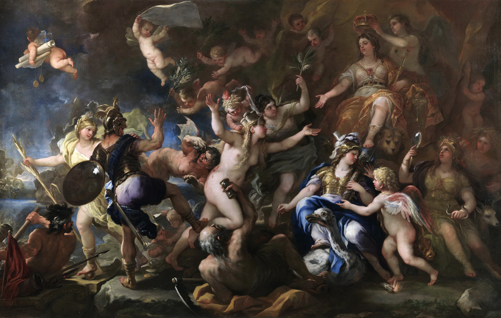 cenário, Mitologia, Luca Giordano, Messina voltou à Espanha