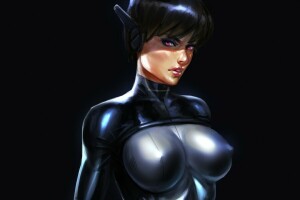 art, bodysuit, chest, costume, girl, look, Sci-Fi