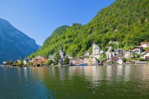 Alps, österrike, Hallstatt, Hem, sjö, bergen