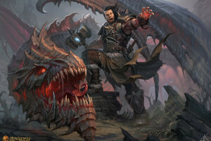 art, dragon, Dragon Eternity, Dragons Of Eternity, marteau, main, guerrier