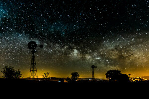 paysage, nuit, espace, étoiles, la voie Lactée