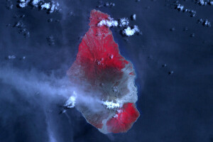 parejas, Montaña, NASA, foto, fumar, el volcan