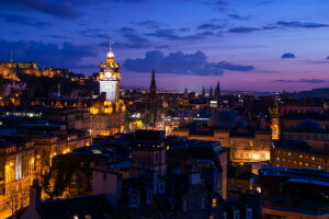 Edinburgh, lights, night