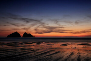 Cornwall, Engeland, zeegezicht, zonsondergang