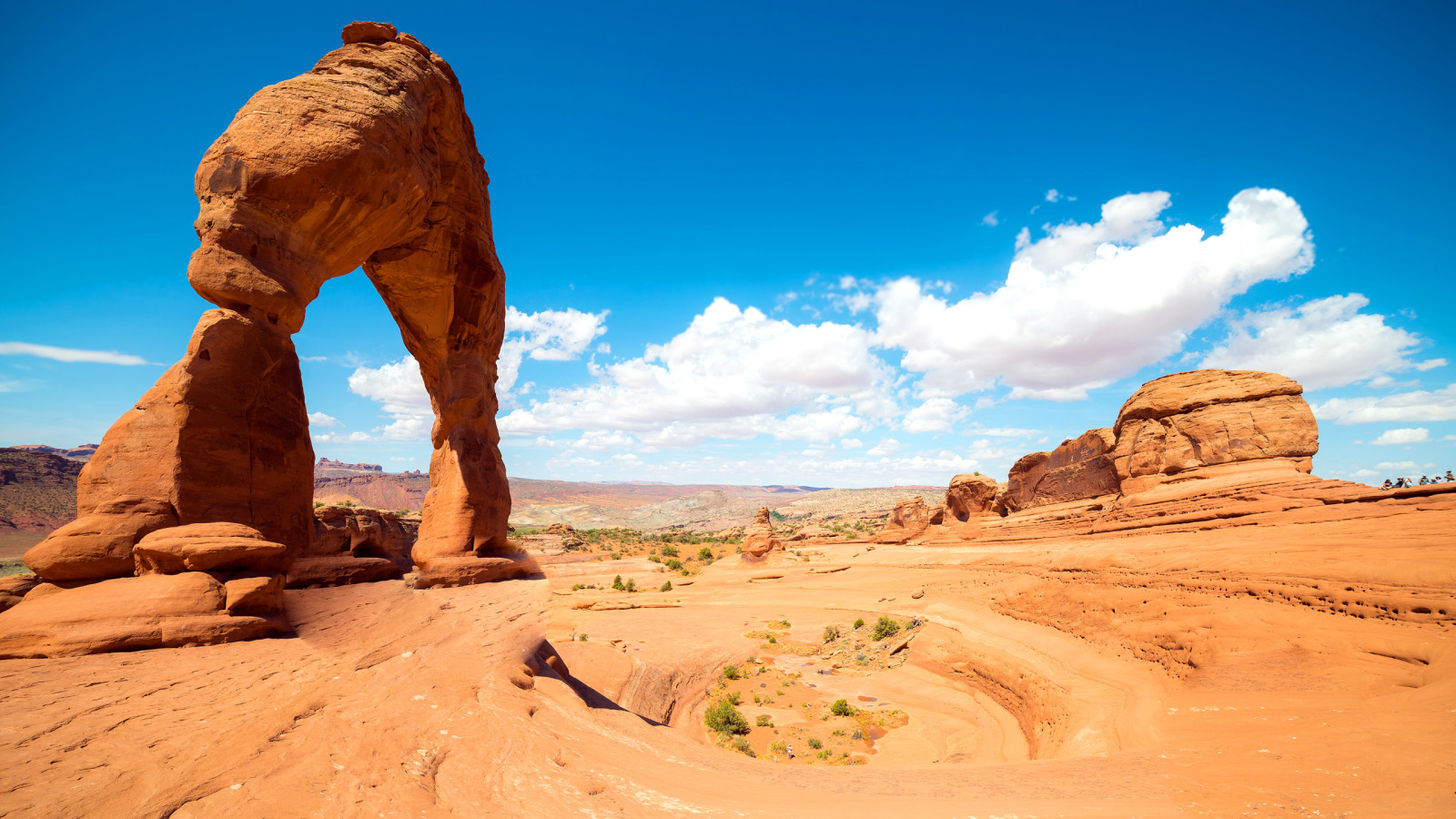 the sky, clouds, Desert, arch, rocks