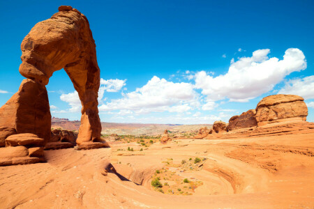 arco, nuvole, Deserto, rocce, il cielo