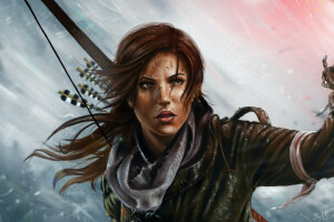 kunst, sløjfe, devuschka, ild, Lara Croft, se, spillet, Tomb Raider