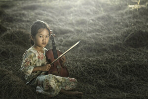 niña, Música, violín