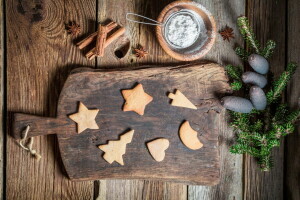 Kerstmis-, koekjes, decoratie, Vrolijk, Nieuwjaar