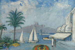 barco, cama de flores, hogar, Kees van Dongen, paisaje, Palma, personas, imagen