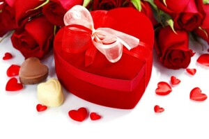 Geschenk, Herz, Liebe, romantisch, Rosen, Valentinstag