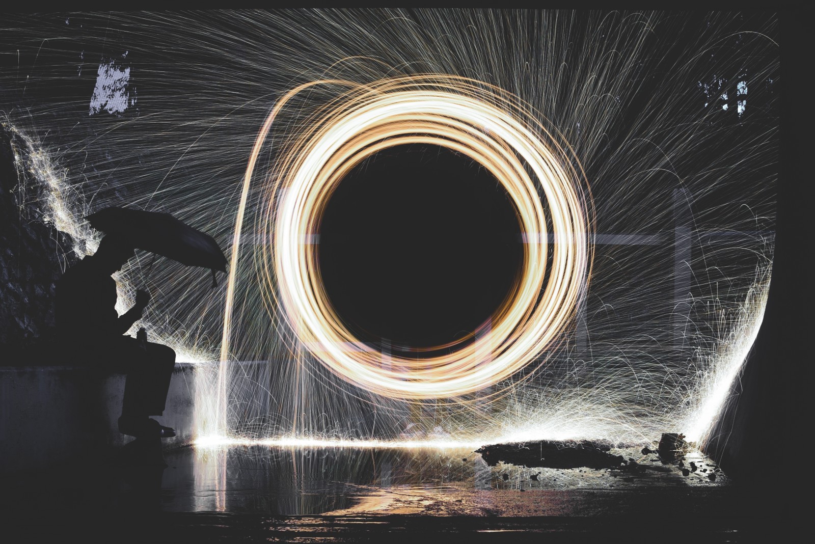 light, round, long, sparks, excerpt, rotation