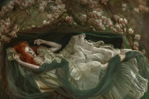 Agnieszka Lorek, art, Rêves dormants, fantaisie, fille, Ophidia