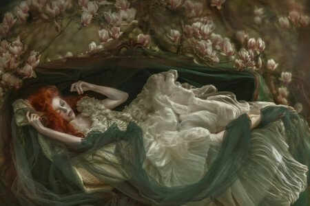 Agnieszka Lorek, art, Dormant dreams, fantasy, girl, Ophidia