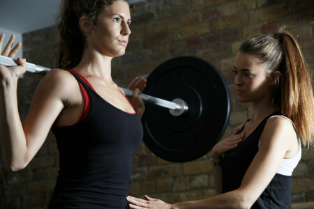 aptitude, Gym, entraîneur personnel, barre de poids, musculation, femmes