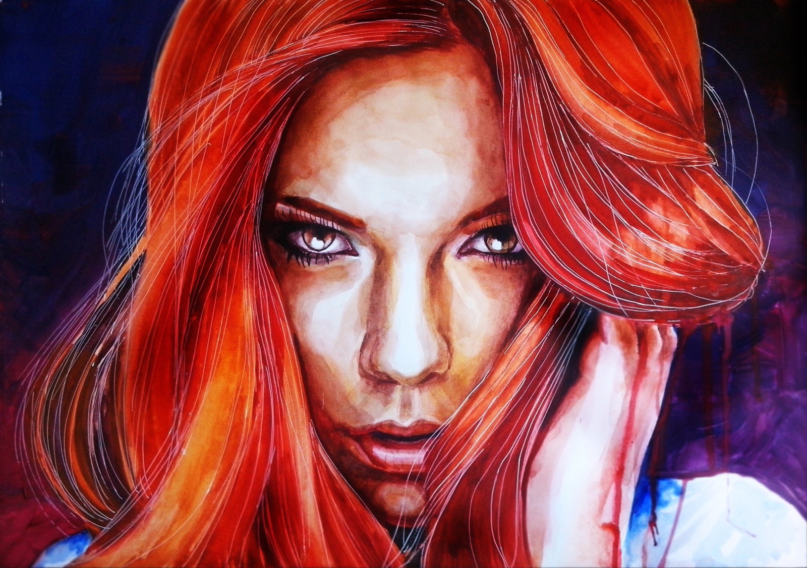 Guarda, ragazza, capelli, Pittura, artista Chirkov Arthur