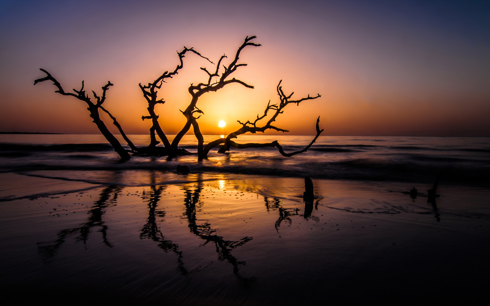 sommar, landskap, Havet, gryning, USA, Soluppgång, georgien, Jekyll Island