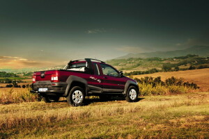 2012, auto, Fiat, gras, foto, Strada, de lucht