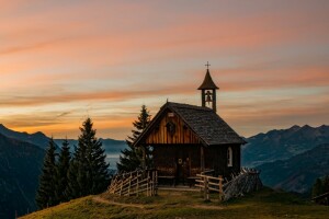 Alpes, Austria, Iglesia, montañas