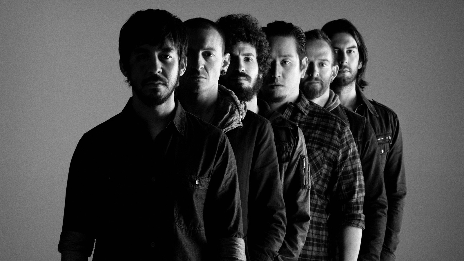 fundo, Preto e branco, foto, banda de rock, homens, americano, Linkin Park