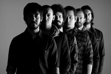 américain, Contexte, noir et blanc, Linkin Park, Hommes, photo, groupe de rock