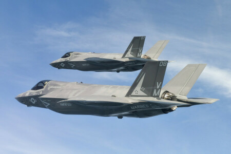 bombers, F-35B, Fighters, flight, the sky