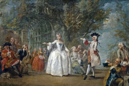 Charles Joseph Flipart, Danse, genre, La musique, gens, image, Société dans le jardin