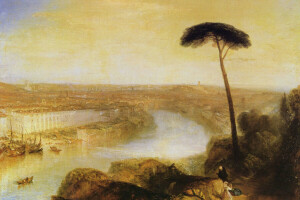 hogar, paisaje, imagen, río, Roma, la ciudad, arboles, William Turner