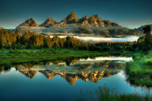 Biber, Großartig, Loch, Jackson, Landschaften, National, Park, Teiche