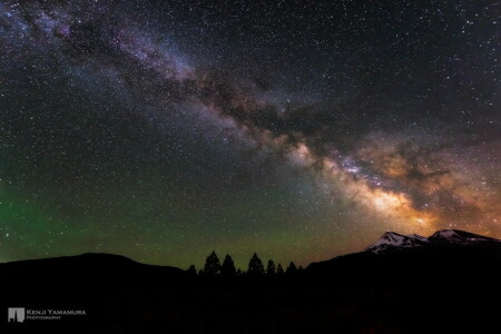 BELEZA, Kenji Yamamura, montanhas, noite, fotógrafo, estrelas, a via Láctea, o céu