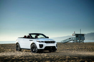 spiaggia, convertibile, evoque, Ewok, Land Rover, Range Rover, sabbia