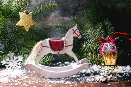 Natale, arredamento, decorazione, cavallo, allegro, Natasha Breen, Nuovo anno, abete rosso