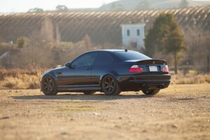 Preto, BMW, E46, Hangar, visão traseira, sombra