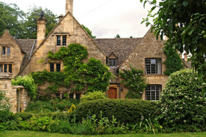 England, grass, house, photo, Tewkesbury, the bushes, the city