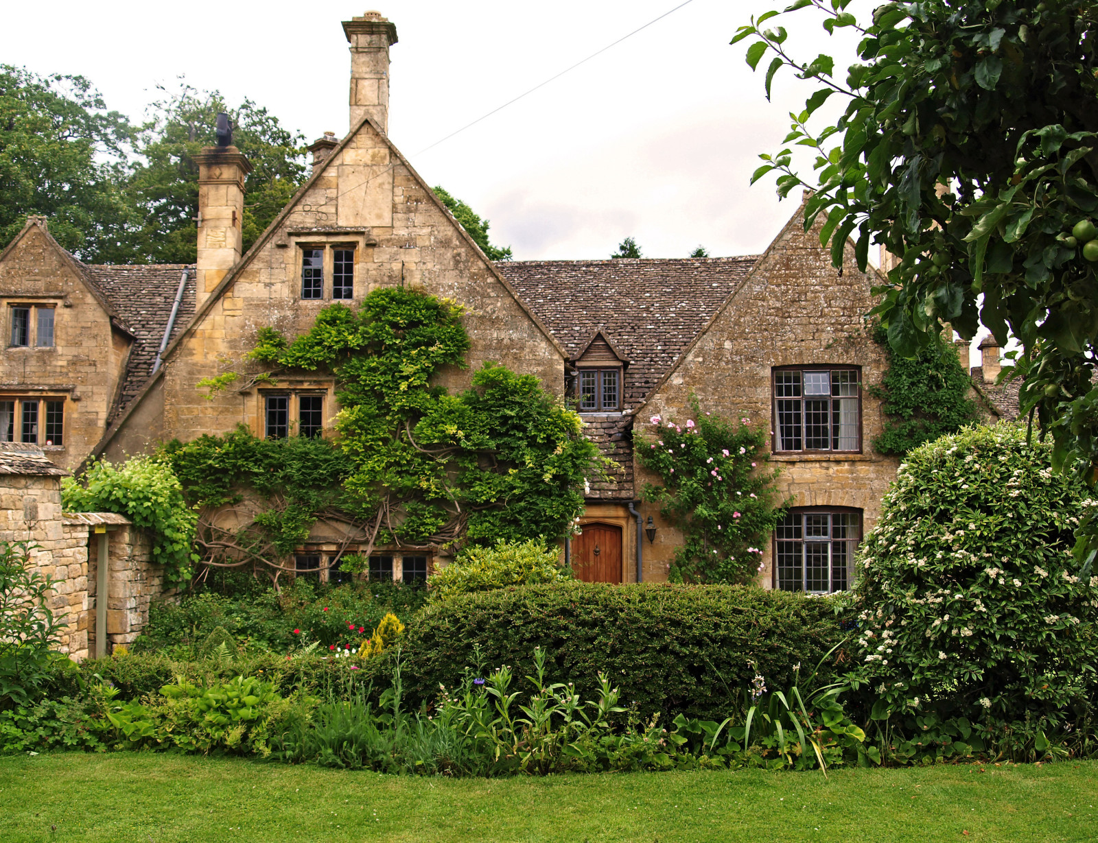 Gras, die Stadt, Haus, Foto, England, die Büsche, Tewkesbury