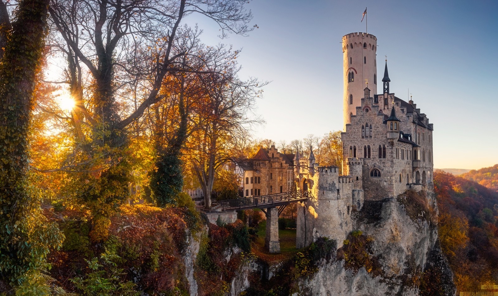 Herbst, Bäume, Deutschland, Schloss, Die Sonne