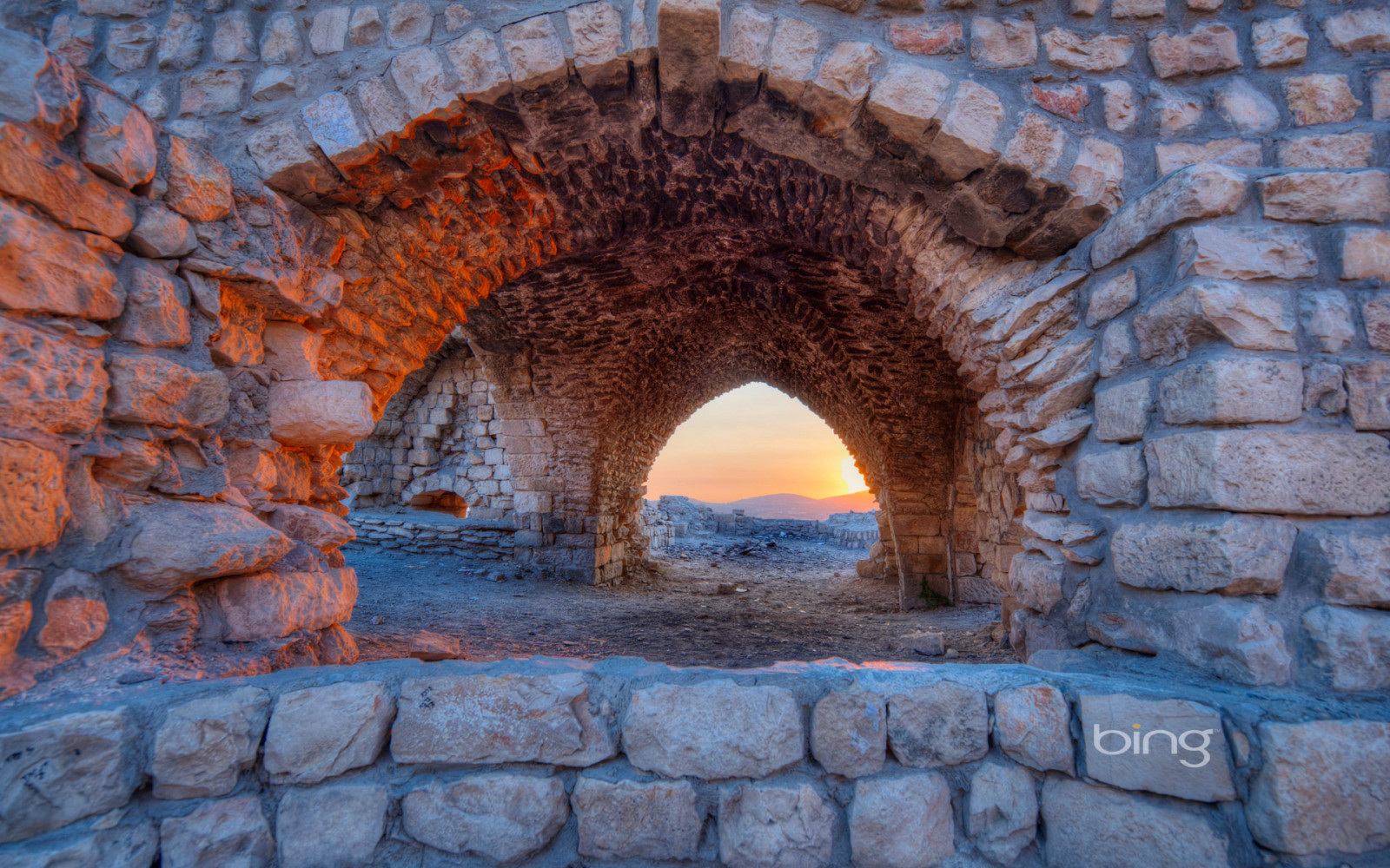 tramonto, rovine, Israele, Safed