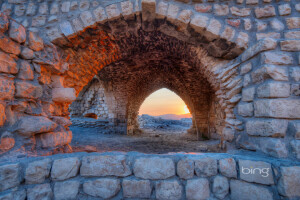 Israele, rovine, Safed, tramonto