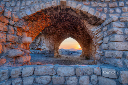 Israël, ruïnes, Safed, zonsondergang