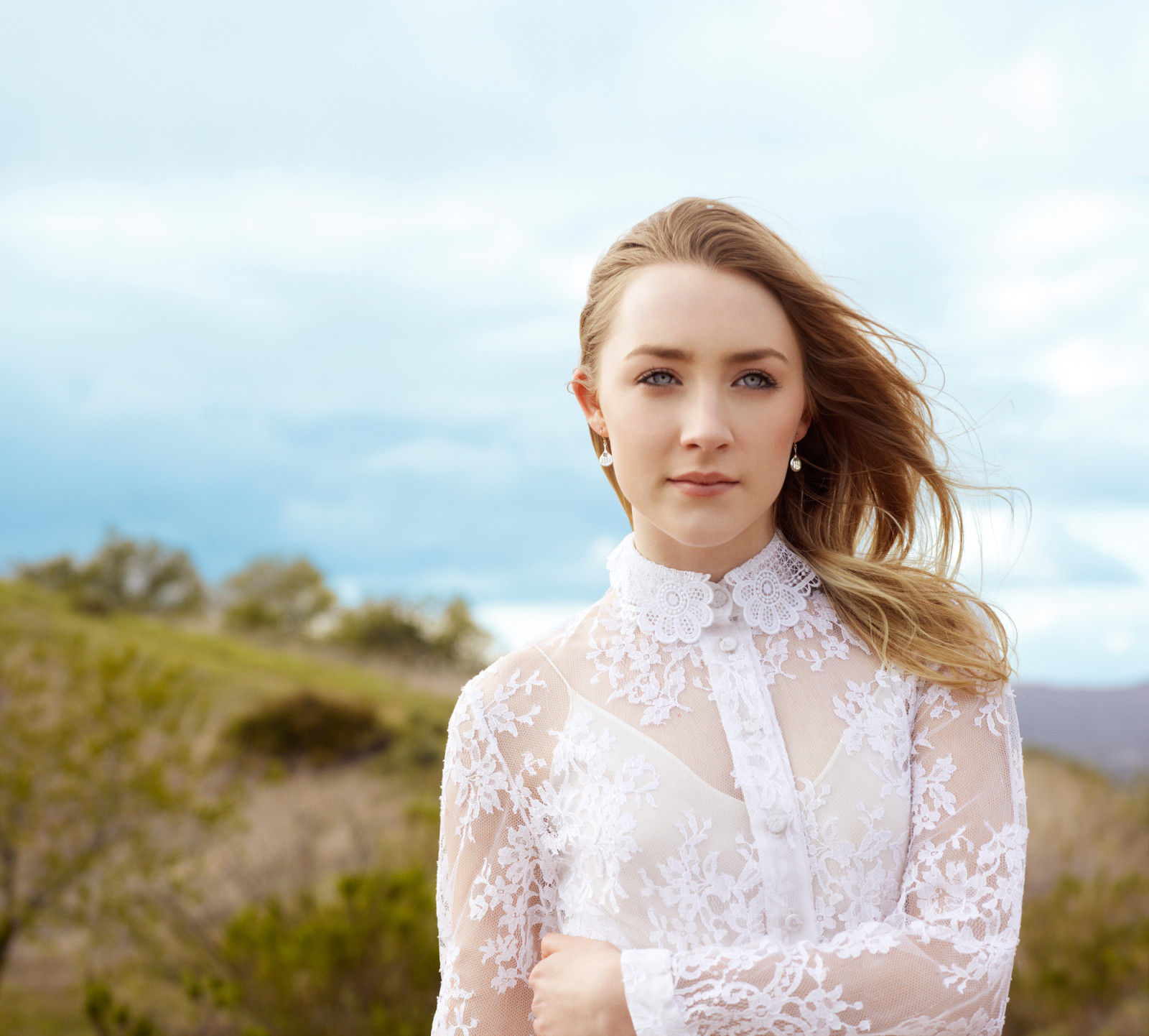 la nature, paysage, brouiller, blanc, coiffure, actrice, robe, photographe